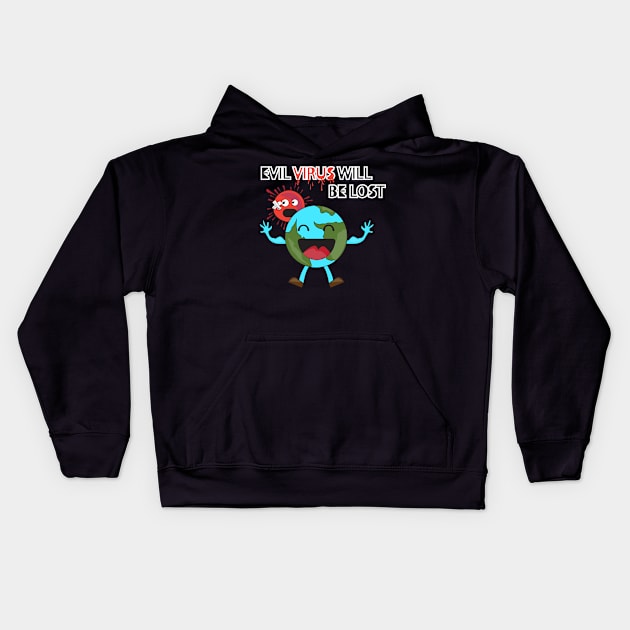 The earth vs coronavirus Kids Hoodie by Wilda Khairunnisa